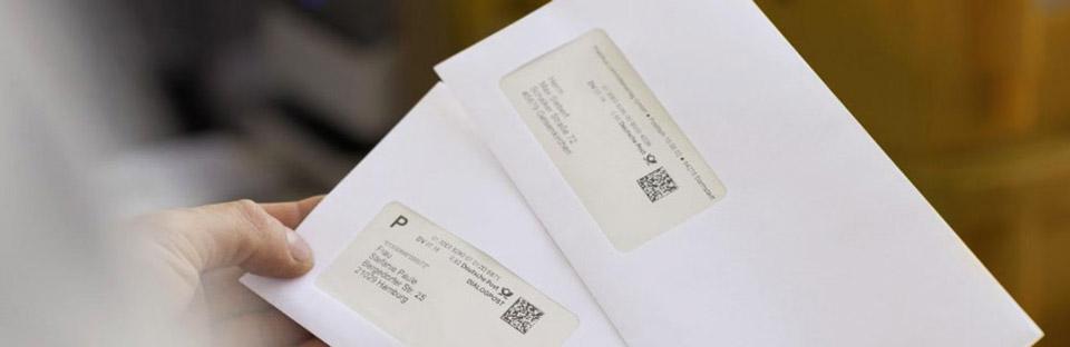 Briefe mit digitalem Matrixcode der DV-Freimachung der Deutschen Post
